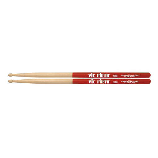 Baquetas Vic Firth 5A Vic Grip com revestimento antiderrapante.