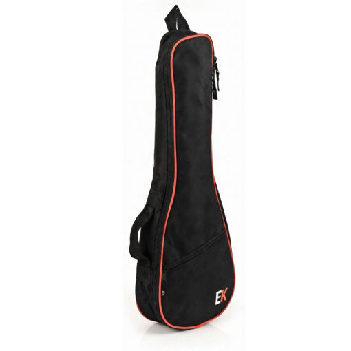 Saco de transporte preto com detalhes em vermelho EK NGB119 para Ukulele Soprano, Concerto e Cavaquinho Português, vista frontal