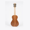 Vista traseira do ukulele soprano APC SS, mostrando o padrão natural da madeira de koa maciça e o braço em mogno com carrilhões de engrenagem à vista.