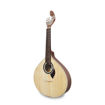 Perspetiva lateral da guitarra portuguesa APC 307, destacando a voluta tradicional e o design clássico do cordofone português.
