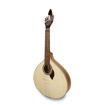 Ângulo de perfil da guitarra portuguesa APC 308 Coimbra, realçando a curvatura elegante da caixa de ressonância.