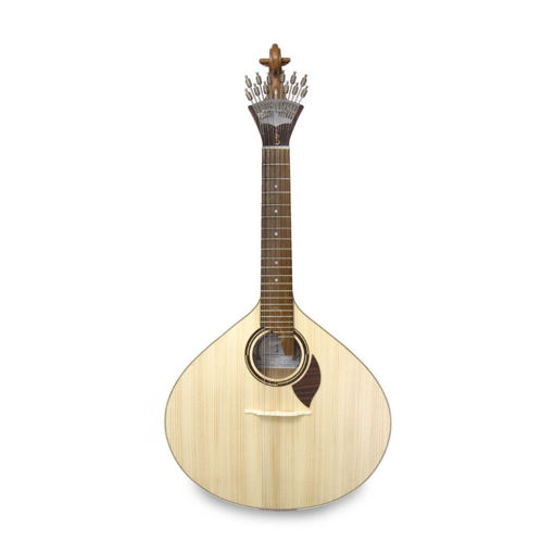 Vista frontal da guitarra portuguesa APC 308 Lisboa de Meio Luxo, evidenciando o acabamento e o tampo maciço de alta qualidade.