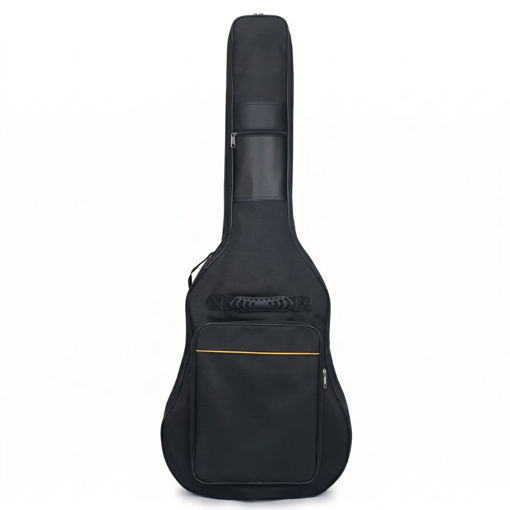 Vista de frente do Saco preto para guitarra clássica Wingo GB-22C com acolchoamento de 8mm e bolso frontal grande.